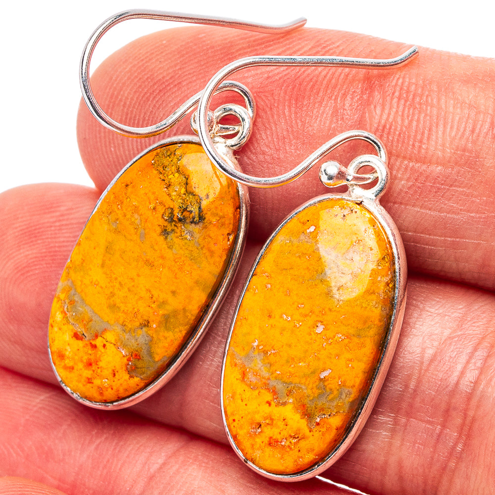 Bumblebee Jasper Earrings 1 1/2" (.925 Sterling Silver)