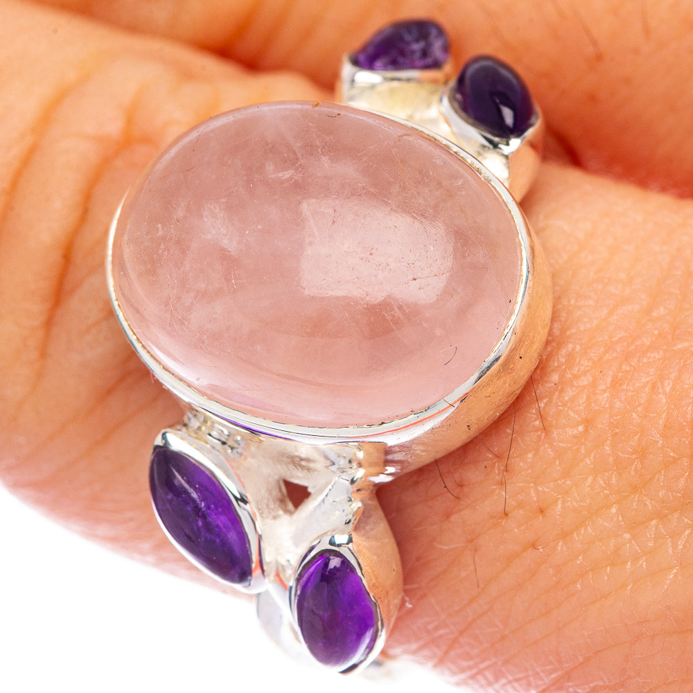 Rose Quartz, Amethyst Ring Size 9 (925 Sterling Silver) R144756