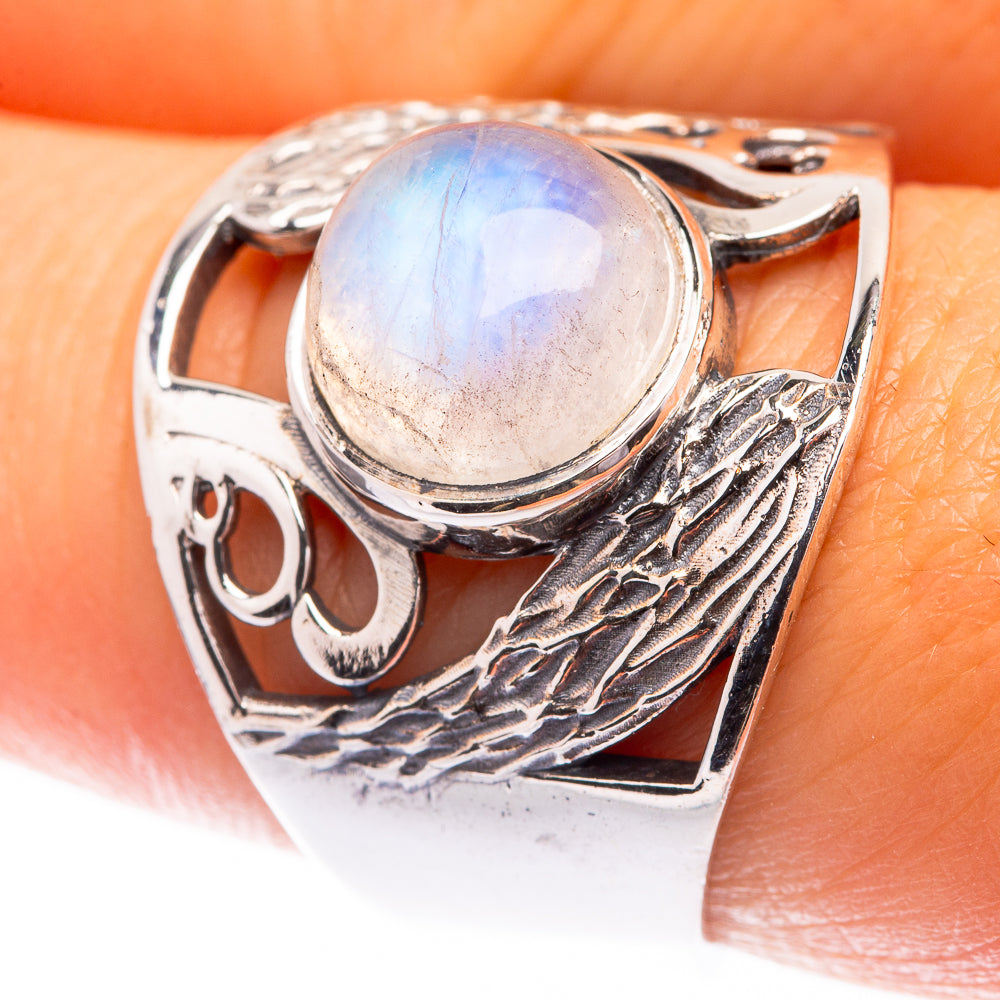 Rainbow Moonstone Ring Size 8.25 (925 Sterling Silver) R141292