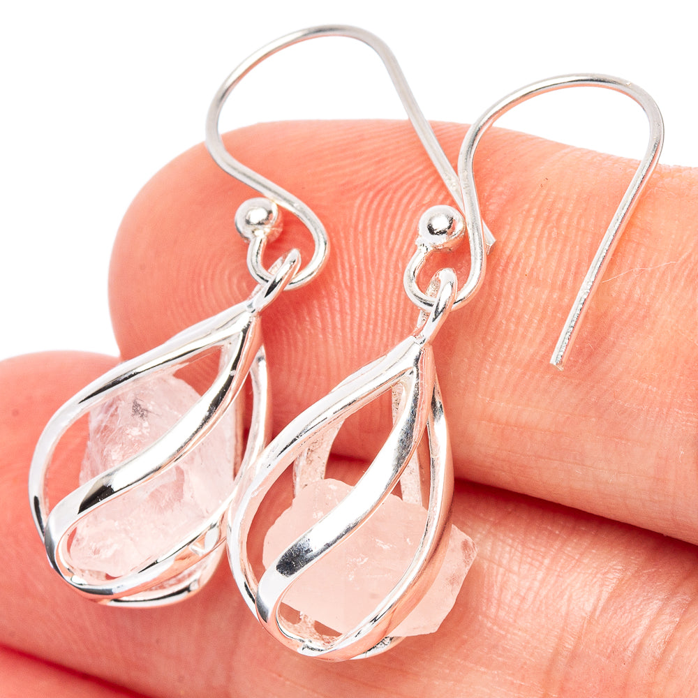 Herkimer Diamond Caged Earrings 1 1/4" (925 Sterling Silver) E2625