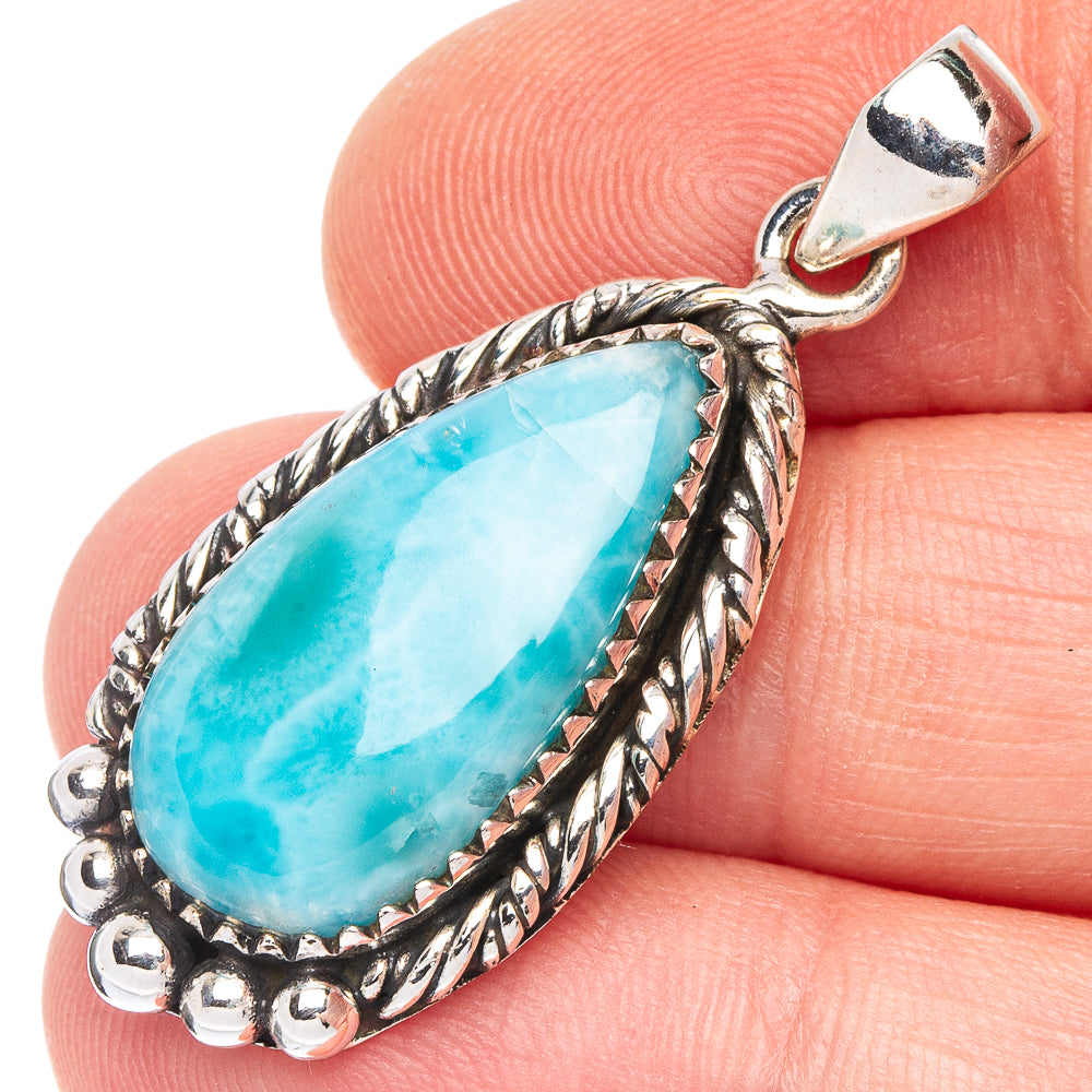 Larimar Pendant 1 1/2" (925 Sterling Silver) P43776