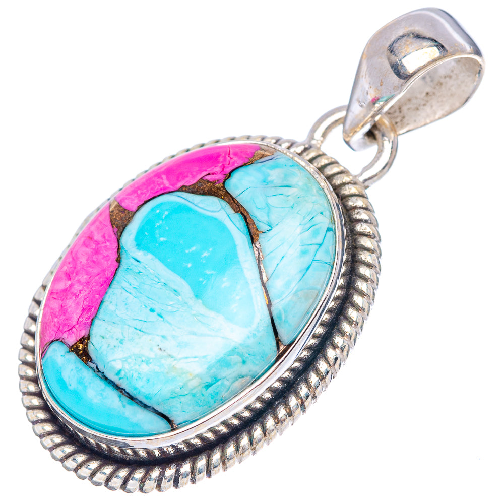 Cotton Candy Turquoise Pendant 1 1/4" (.925 Sterling Silver)