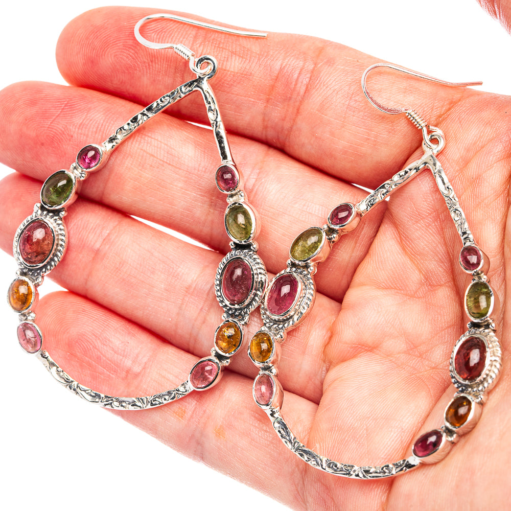 Signature Multi Color Tourmaline Earrings 2 3/4" (.925 Sterling Silver)