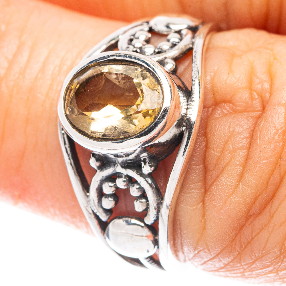 Faceted Citrine Dainty Ring Size 6.5 (925 Sterling Silver) R6015