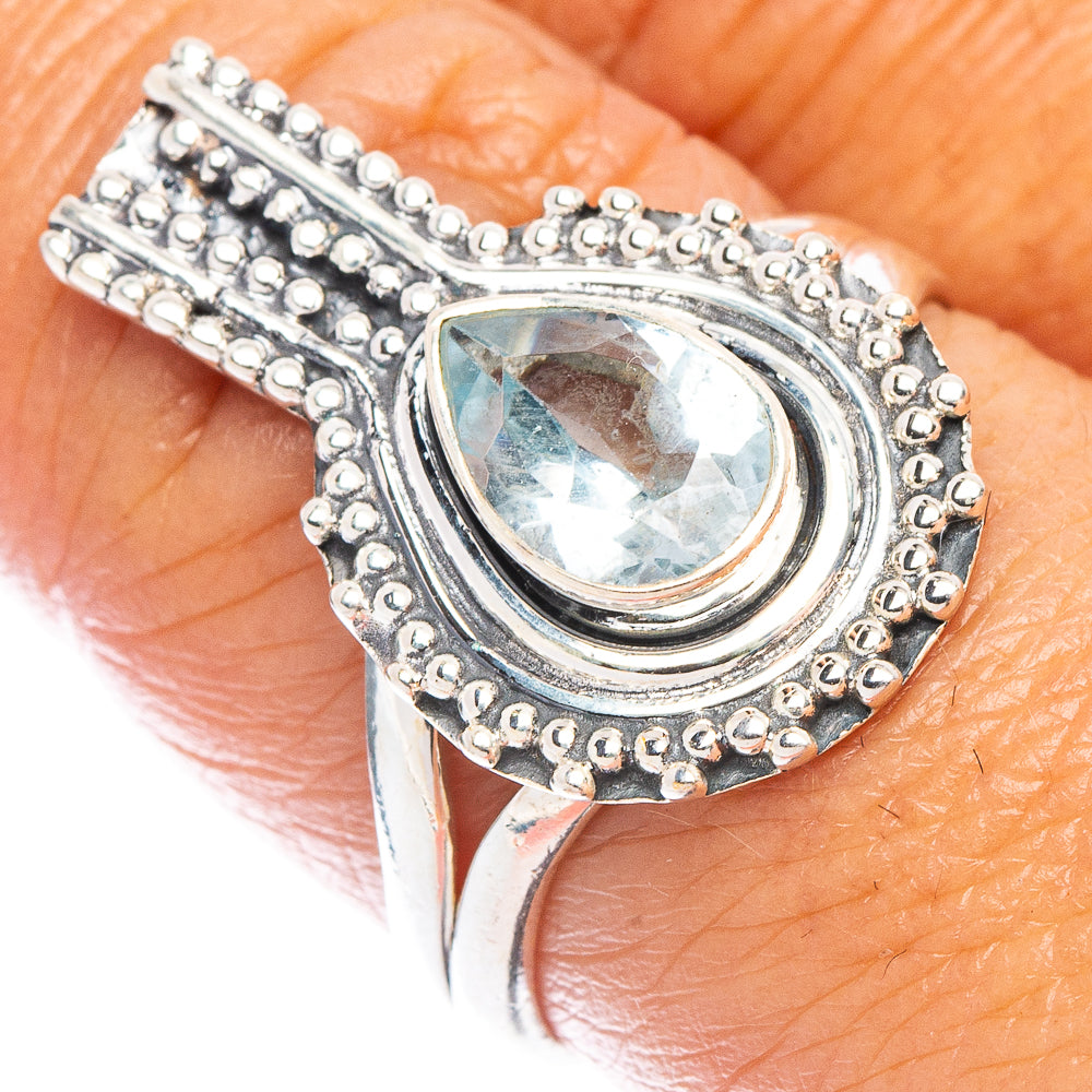 Blue Topaz Ring Size 8.25 (925 Sterling Silver) R7169