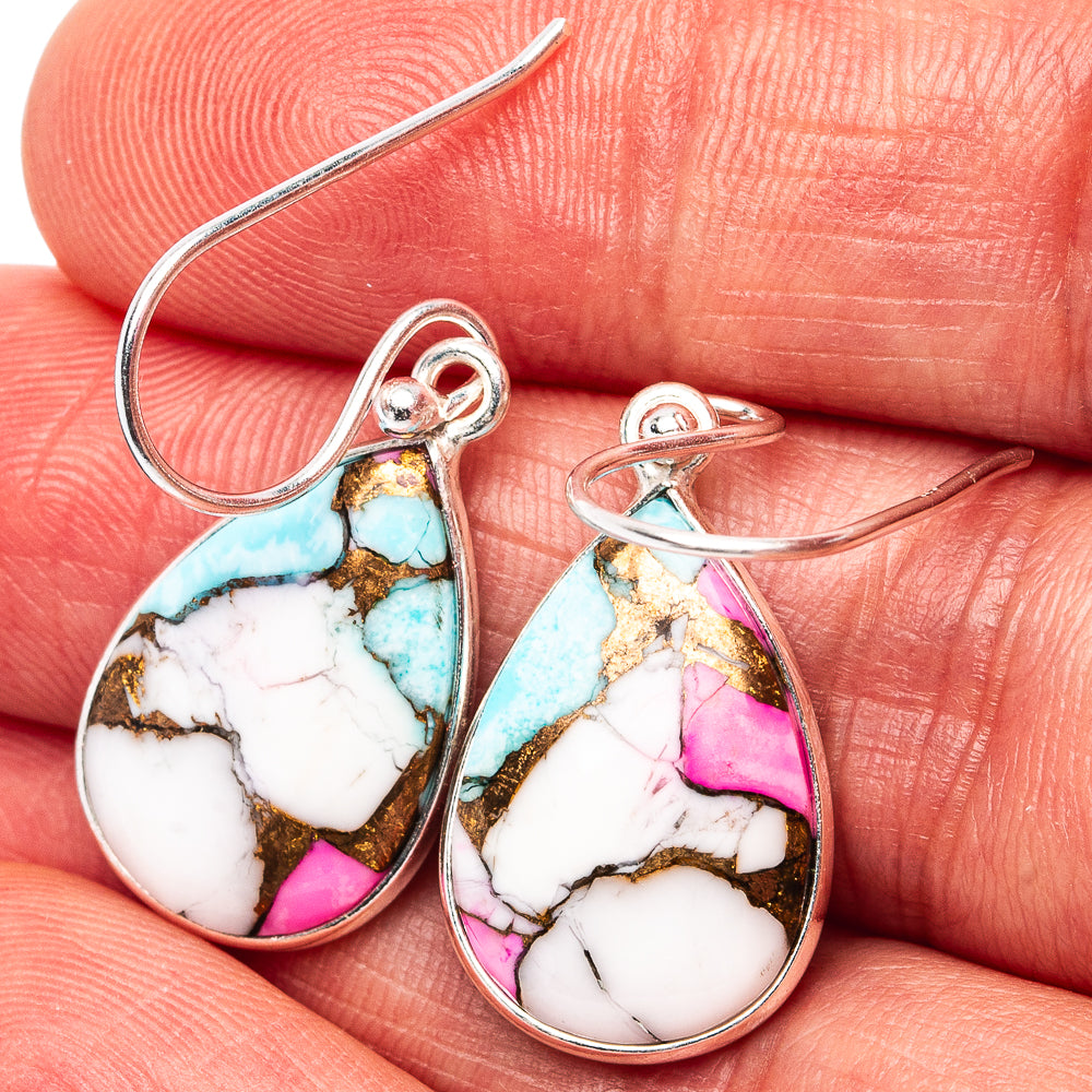 Cotton Candy Turquoise Earrings 1 3/8" (.925 Sterling Silver)