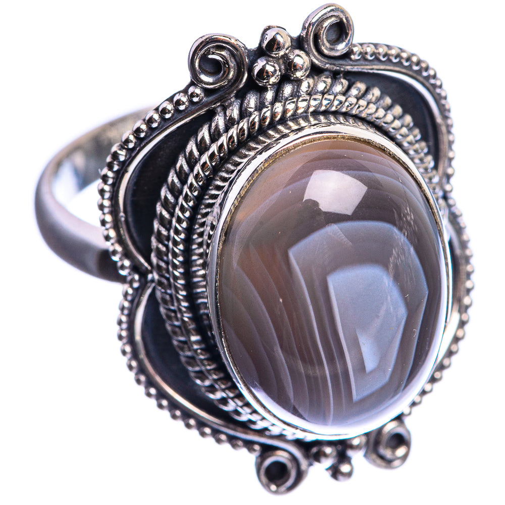 Botswana Agate 925 Sterling Silver Ring Size 9