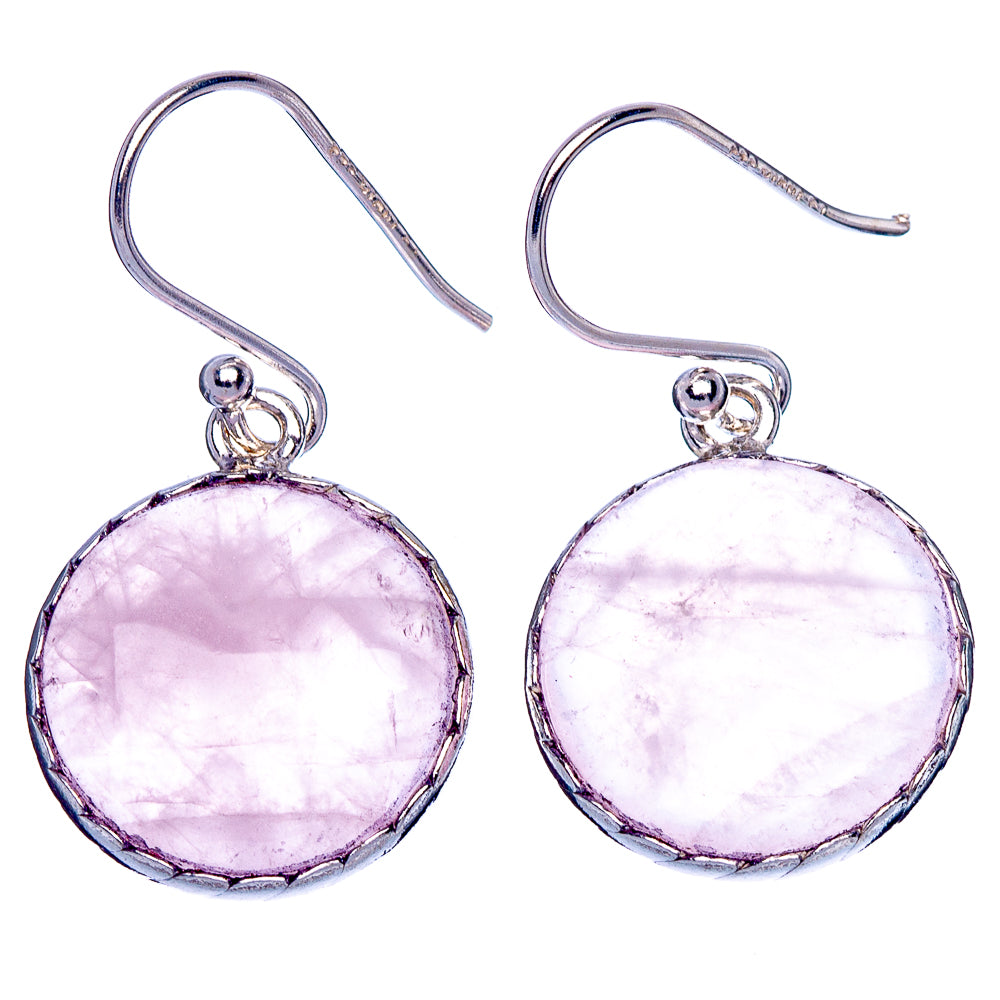 Rose Quartz Earrings 1 1/4" (925 Sterling Silver) E1888