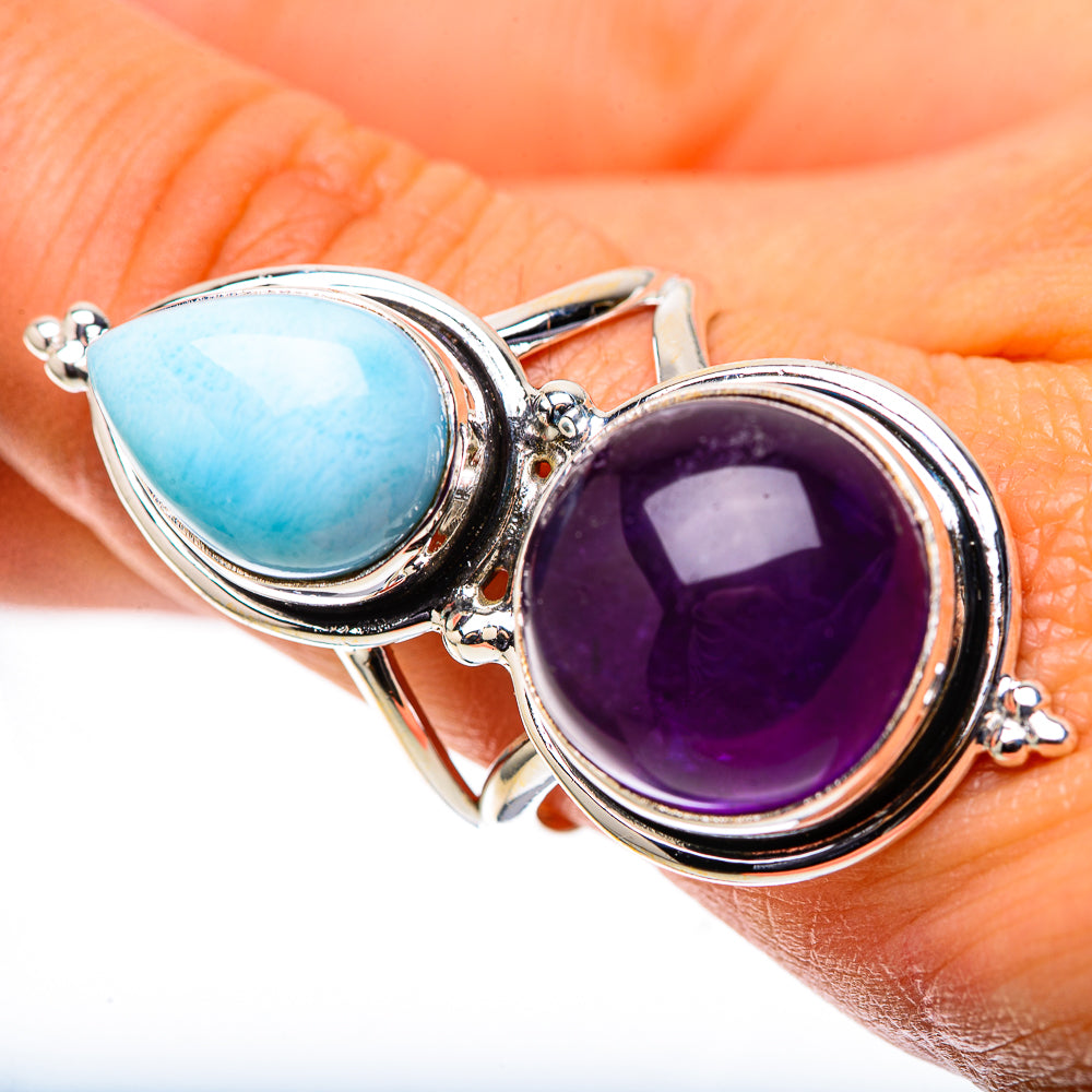 Large Amethyst, Larimar Ring Size 9.75 (925 Sterling Silver) RING138624