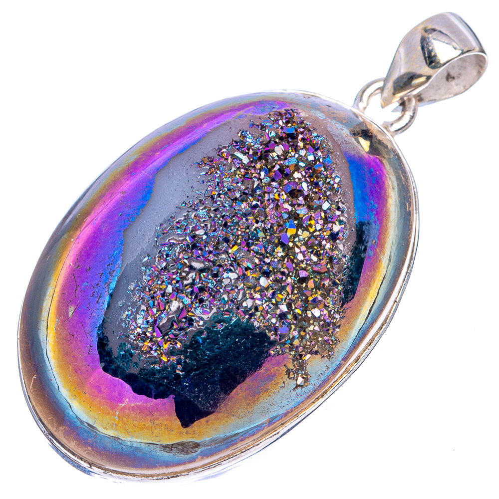 Titanium Druzy Pendant 1 3/4" (925 Sterling Silver) P43343