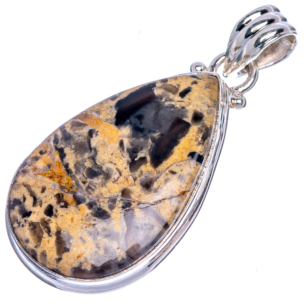 Tiger Dendritic Agate Pendant 1 1/2" (925 Sterling Silver) P40725