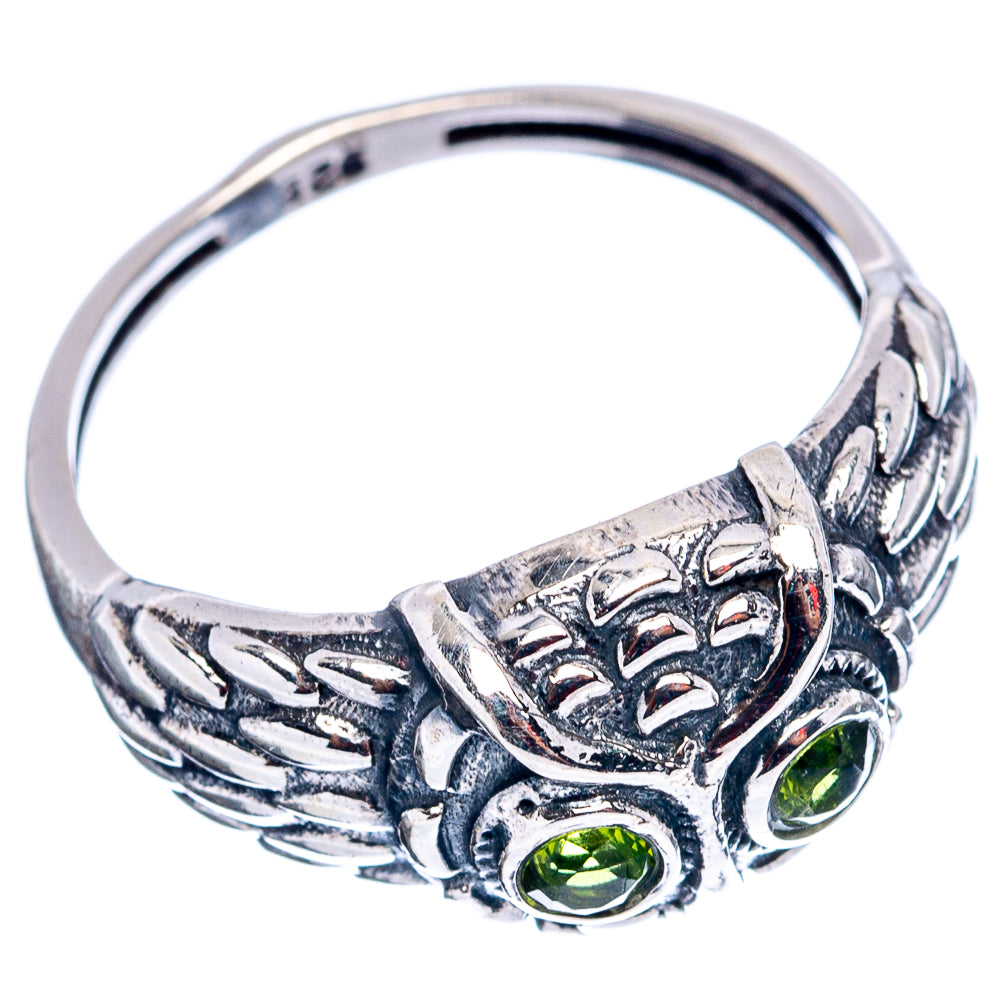 Peridot Owl Dainty Ring Size 7.75 (.925 Sterling Silver)