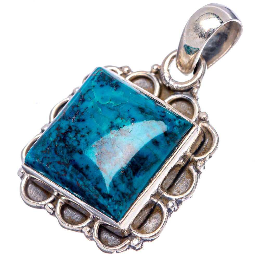 Chrysocolla Pendant 1 1/8" (.925 Sterling Silver)