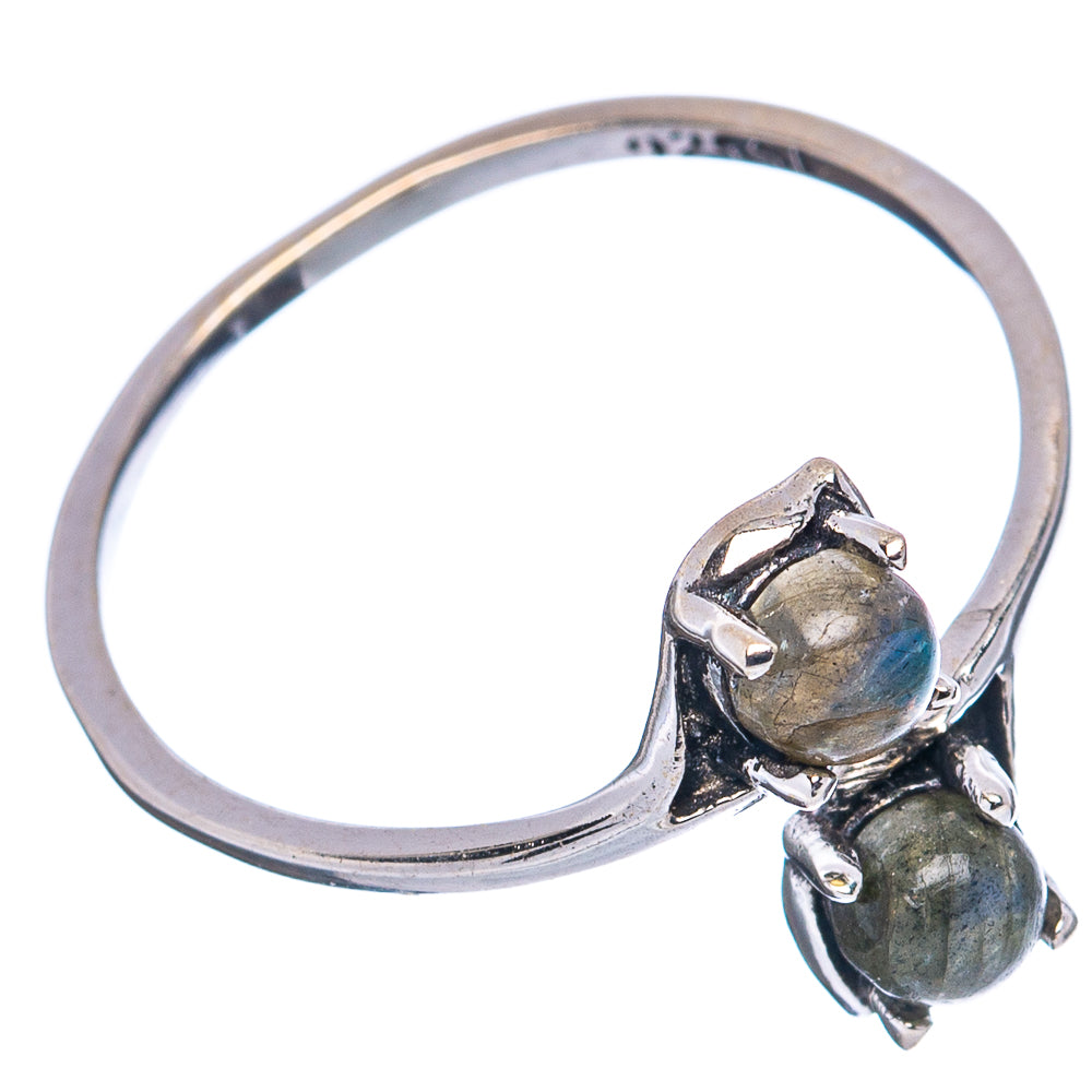 Labradorite Dainty Ring Size 9 Adjustable (.925 Sterling Silver)
