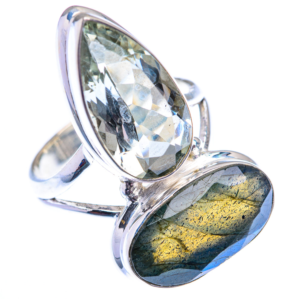 Large Labradorite, Green Amethyst 925 Sterling Silver Ring Size 8.25 (925 Sterling Silver) RING140385