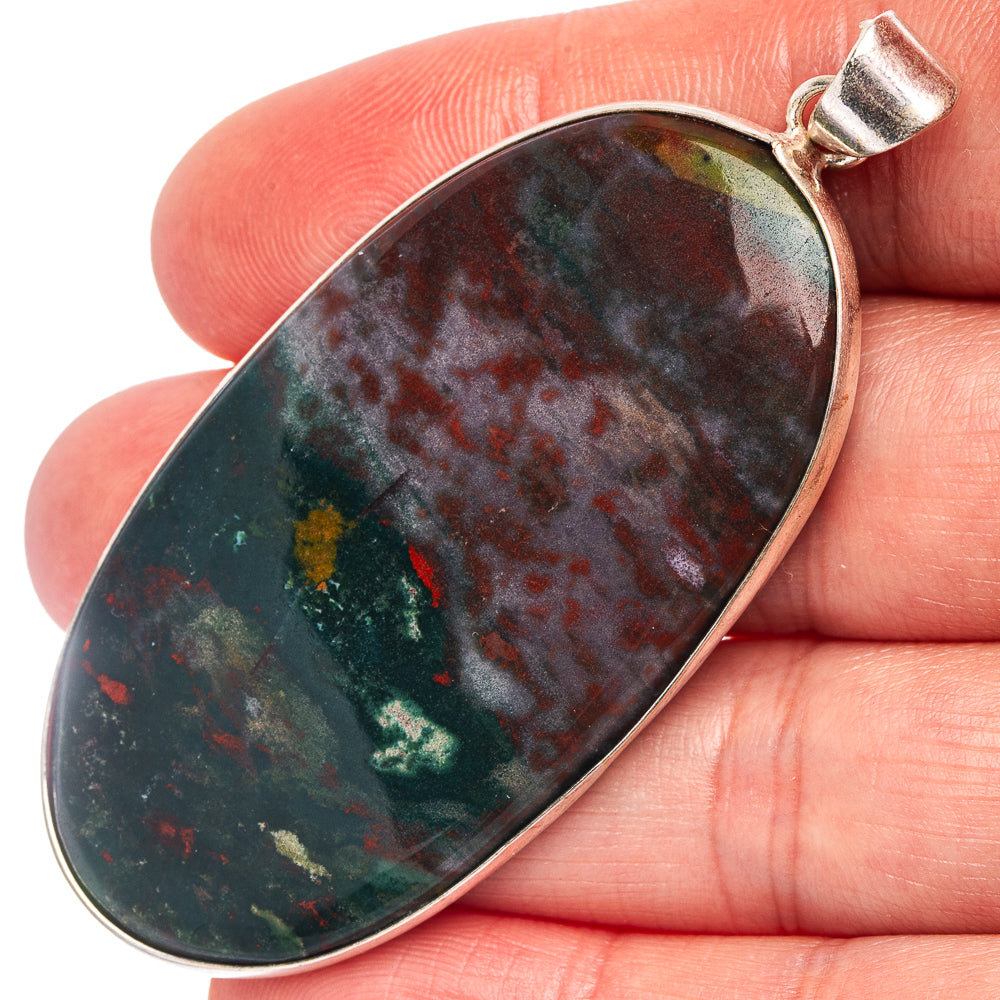 Bloodstone Pendant 2 5/8" (Silver Plated)