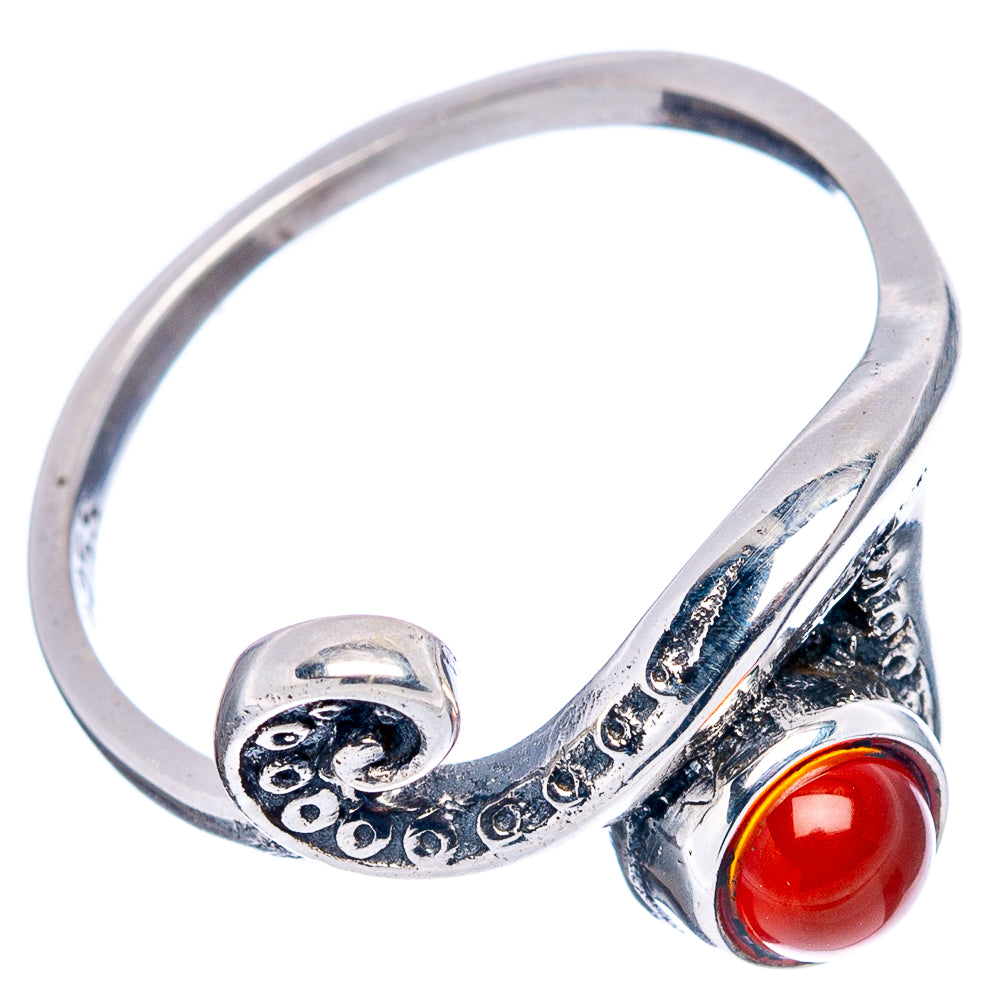 Carnelian Wave Dainty Ring Size 7.5 (.925 Sterling Silver)
