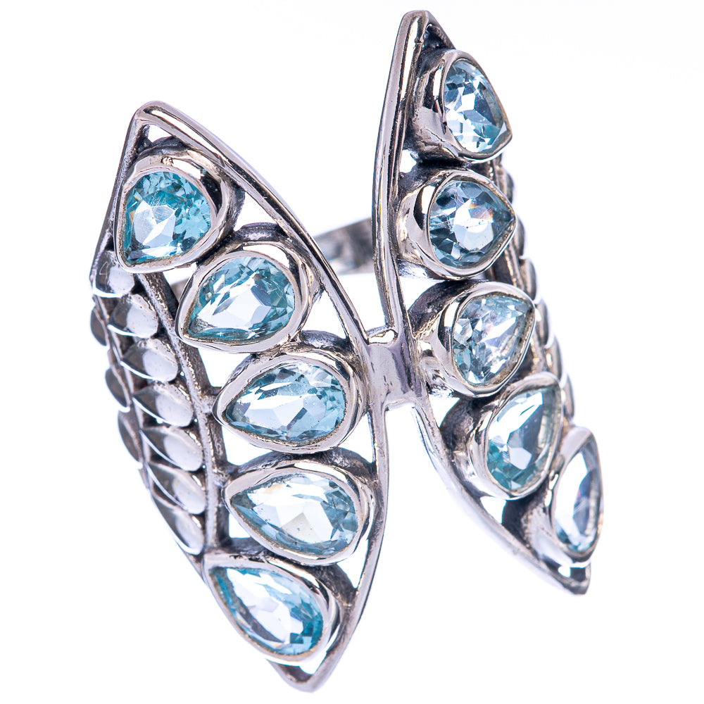 Large Blue Topaz Ring Size 8.5 (925 Sterling Silver) R144675