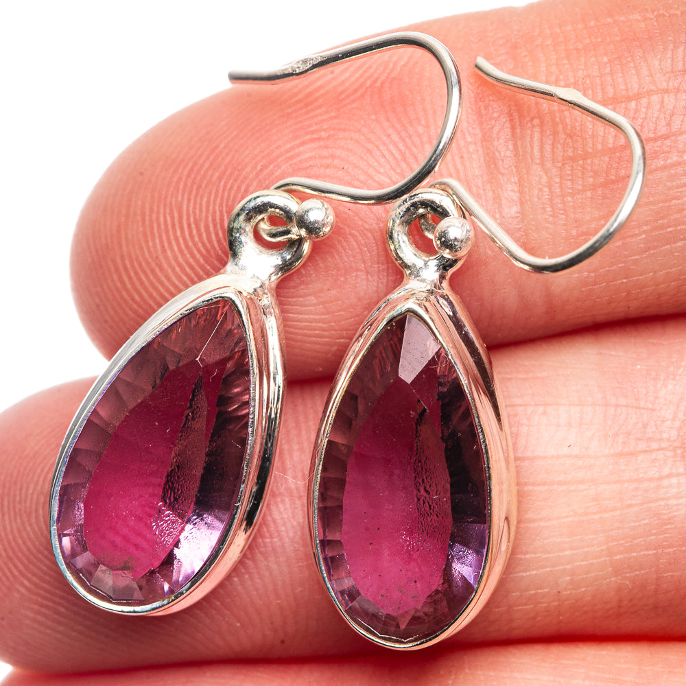 Faceted Color Change Alexandrite (Lab.) Earrings 1 3/8" (925 Sterling Silver) E432523