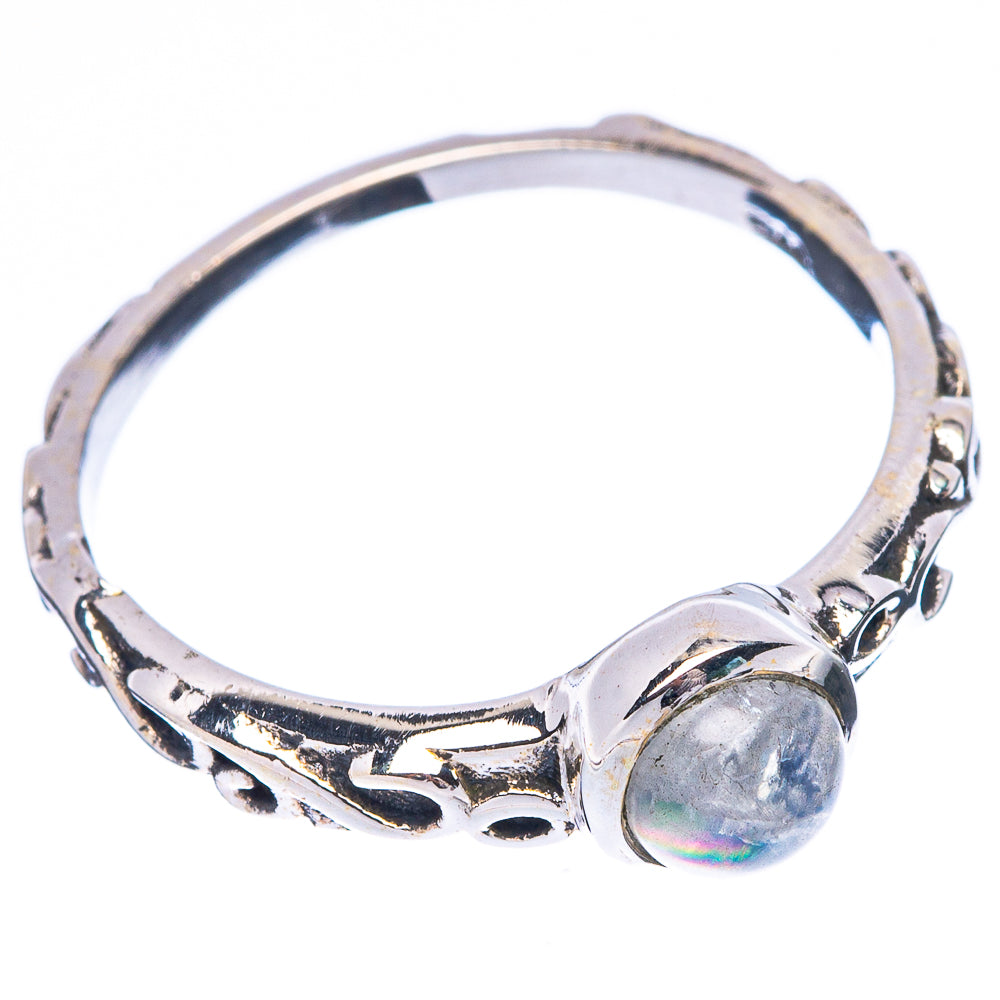 Rainbow Moonstone Ring Size 7.25 (925 Sterling Silver) R5516