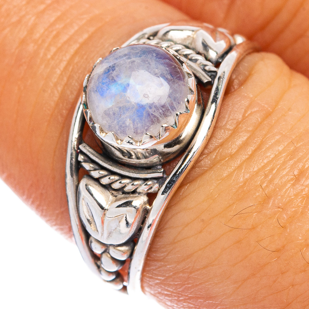 Rainbow Moonstone Dainty Ring Size 8 (925 Sterling Silver) R145451