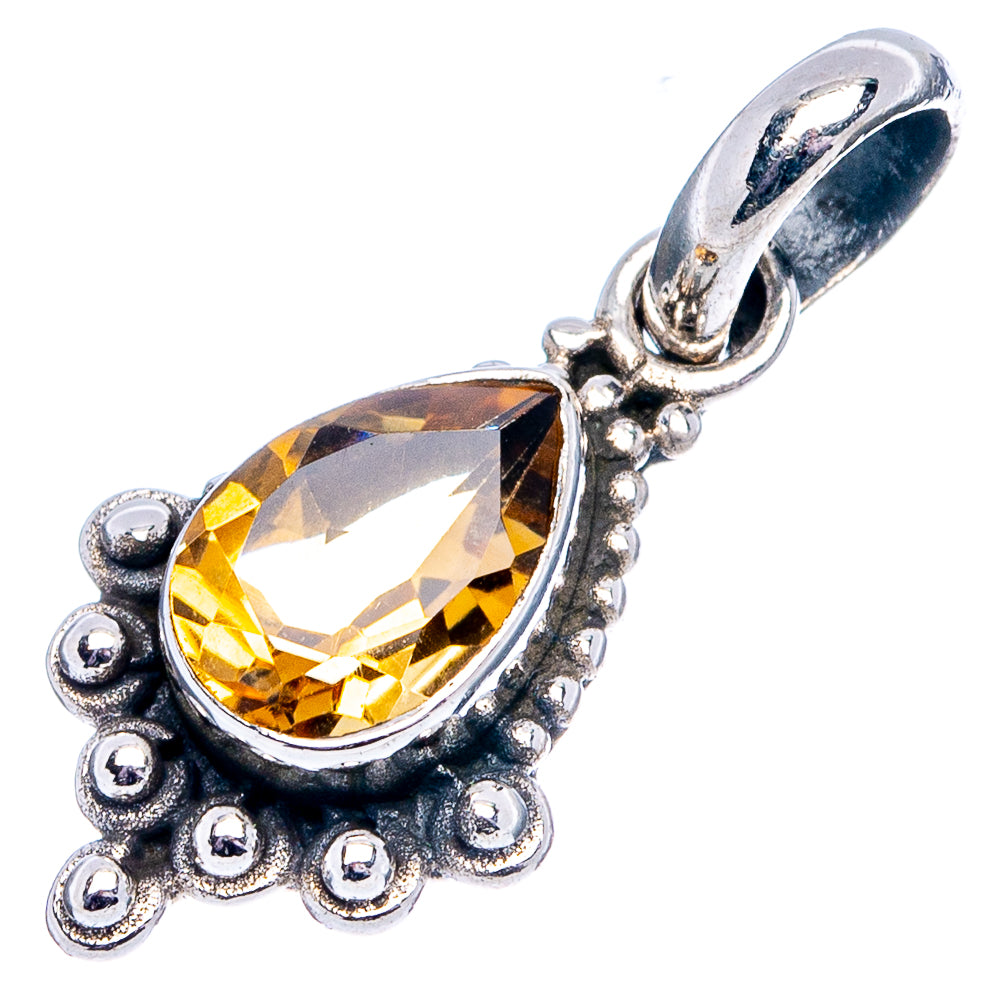Citrine Dainty Pendant 7/8" (.925 Sterling Silver)