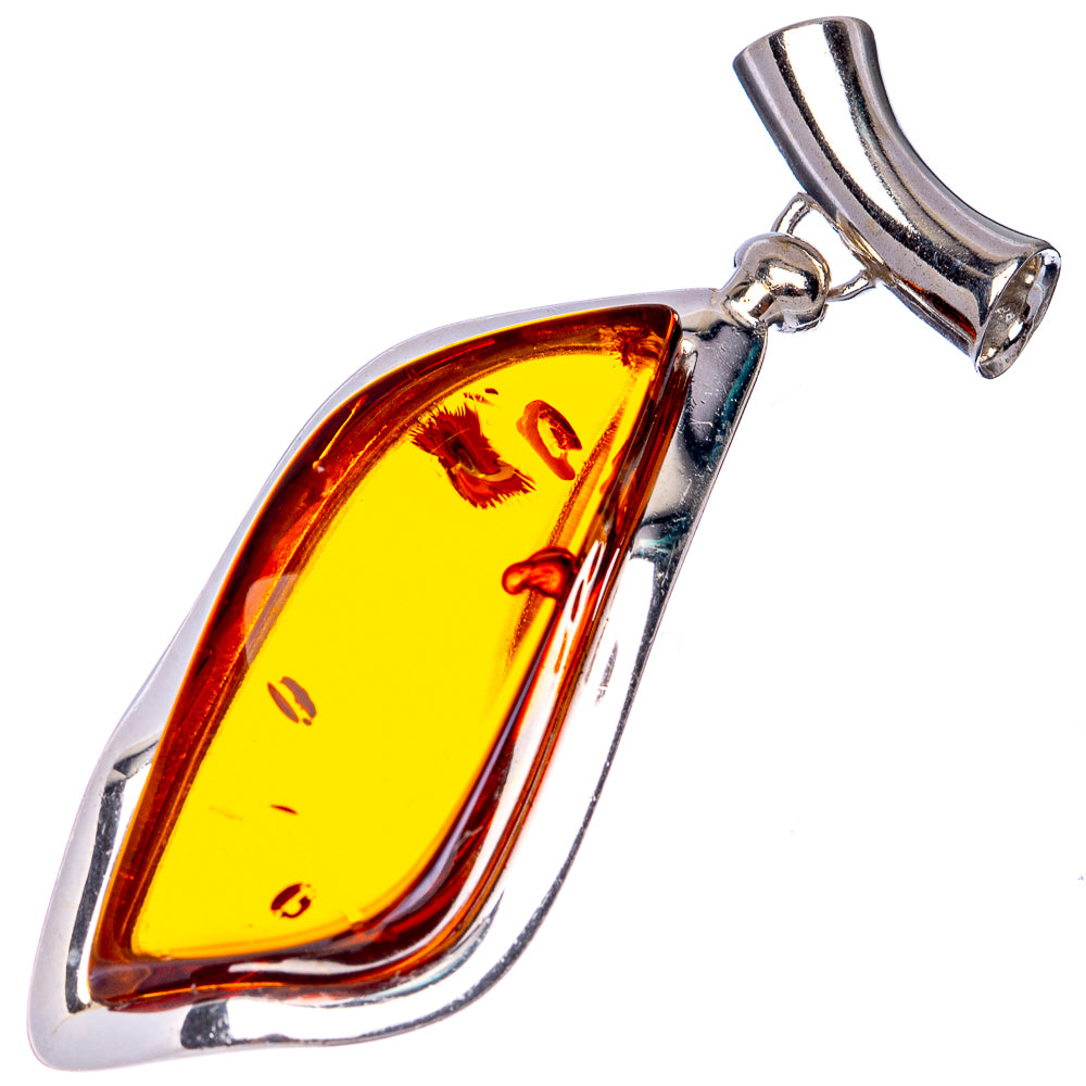 Anasilvercos Baltic Amber Pendant 1 7/8" (925 Sterlnig Silver)
