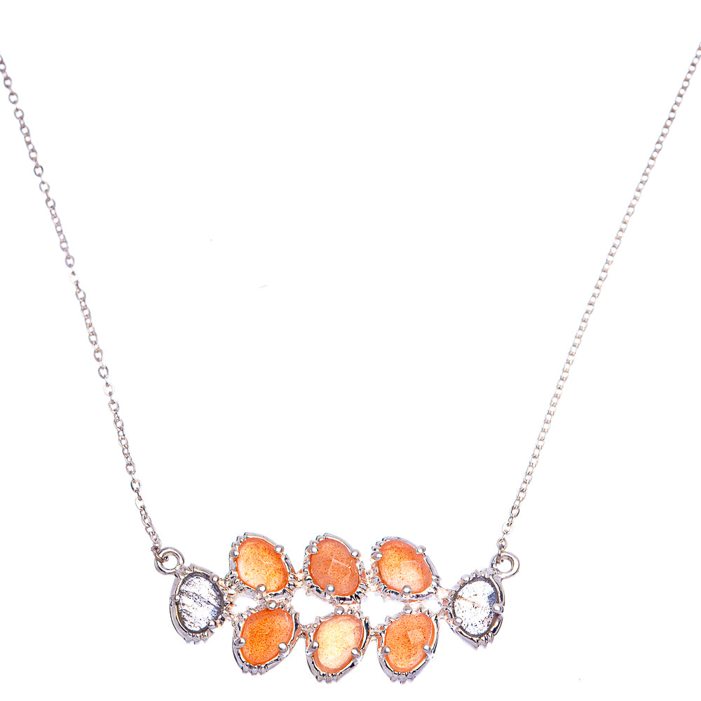 Carnelian, Tourmalinated Quartz Necklace 18" (925 Sterling Silver) N90039