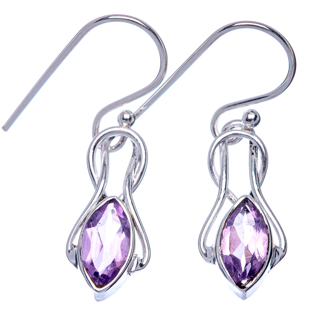 Faceted Amethyst EarDainty Rings 1 3/8" (925 Sterling Silver) E433144