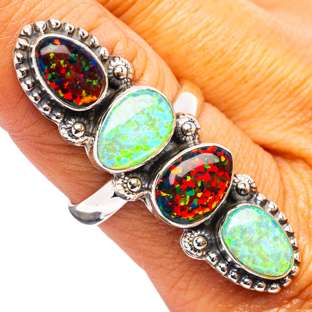 Premium Synthetic Opal Ring Size 8 (.925 Sterling Silver)