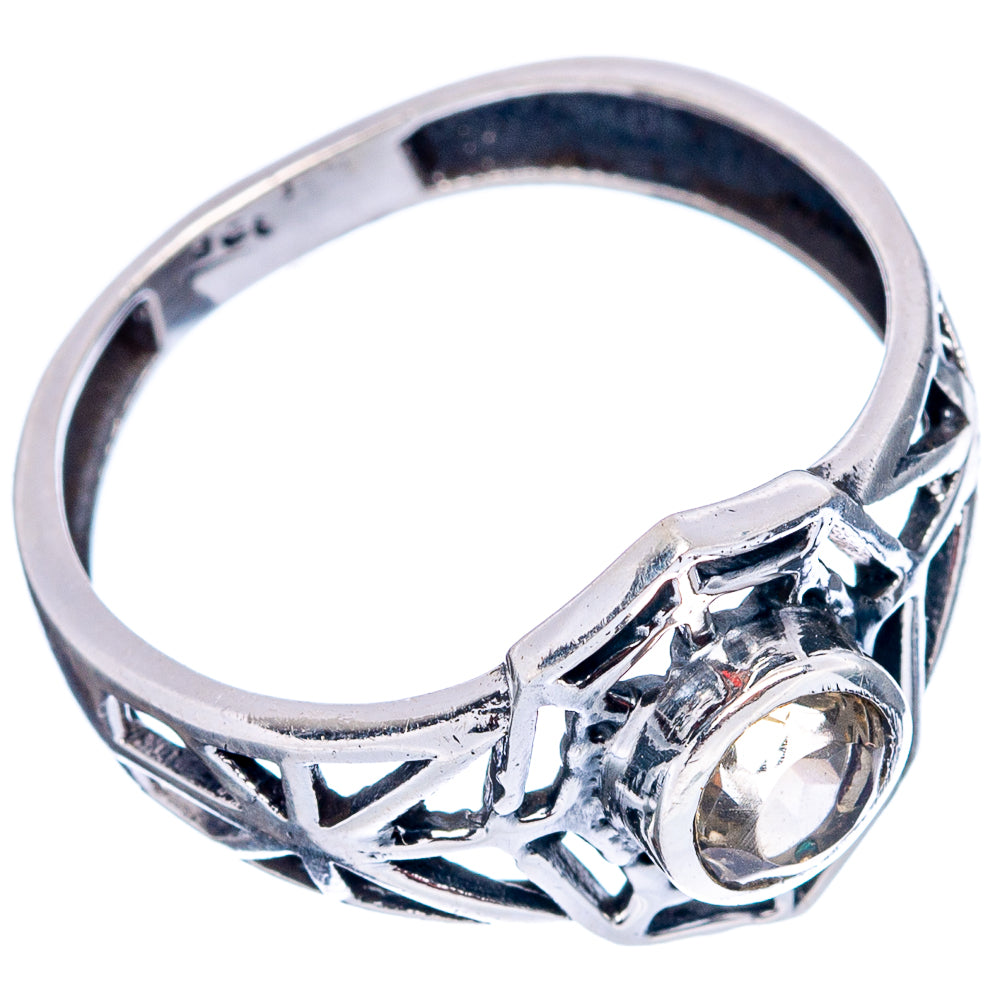 Citrine Web Dainty Ring Size 8 (.925 Sterling Silver)