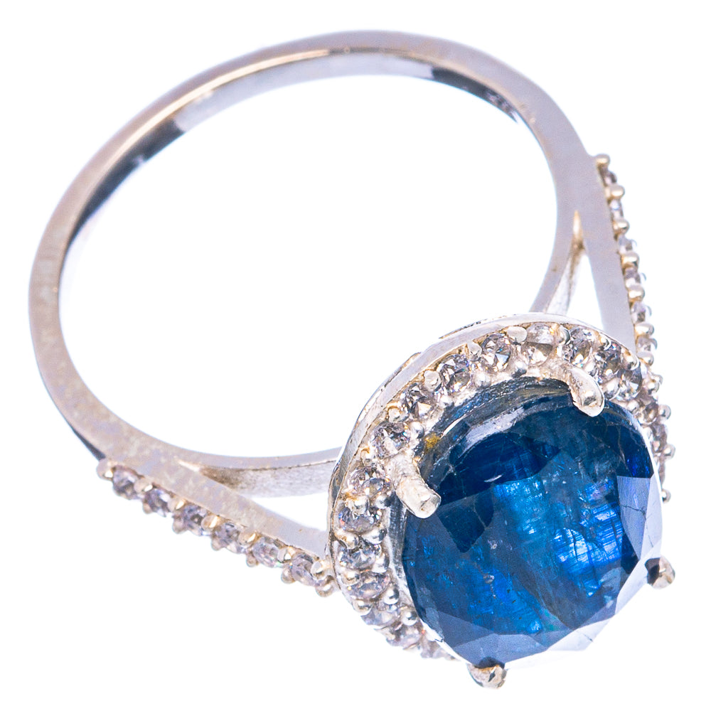 Faceted Kyanite, Cubic Zirconia Ring Size 9 (.925 Sterling Silver)