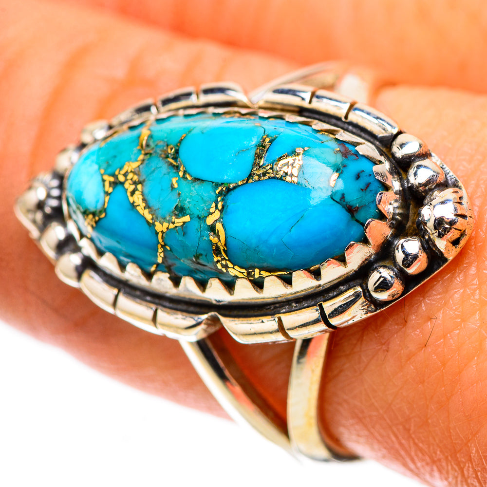 Blue Copper Composite Turquoise Ring Size 8.25 (925 Sterling Silver) RING138555