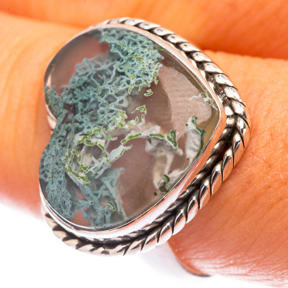 Green Moss Agate Ring Size 10 (925 Sterling Silver) R141582