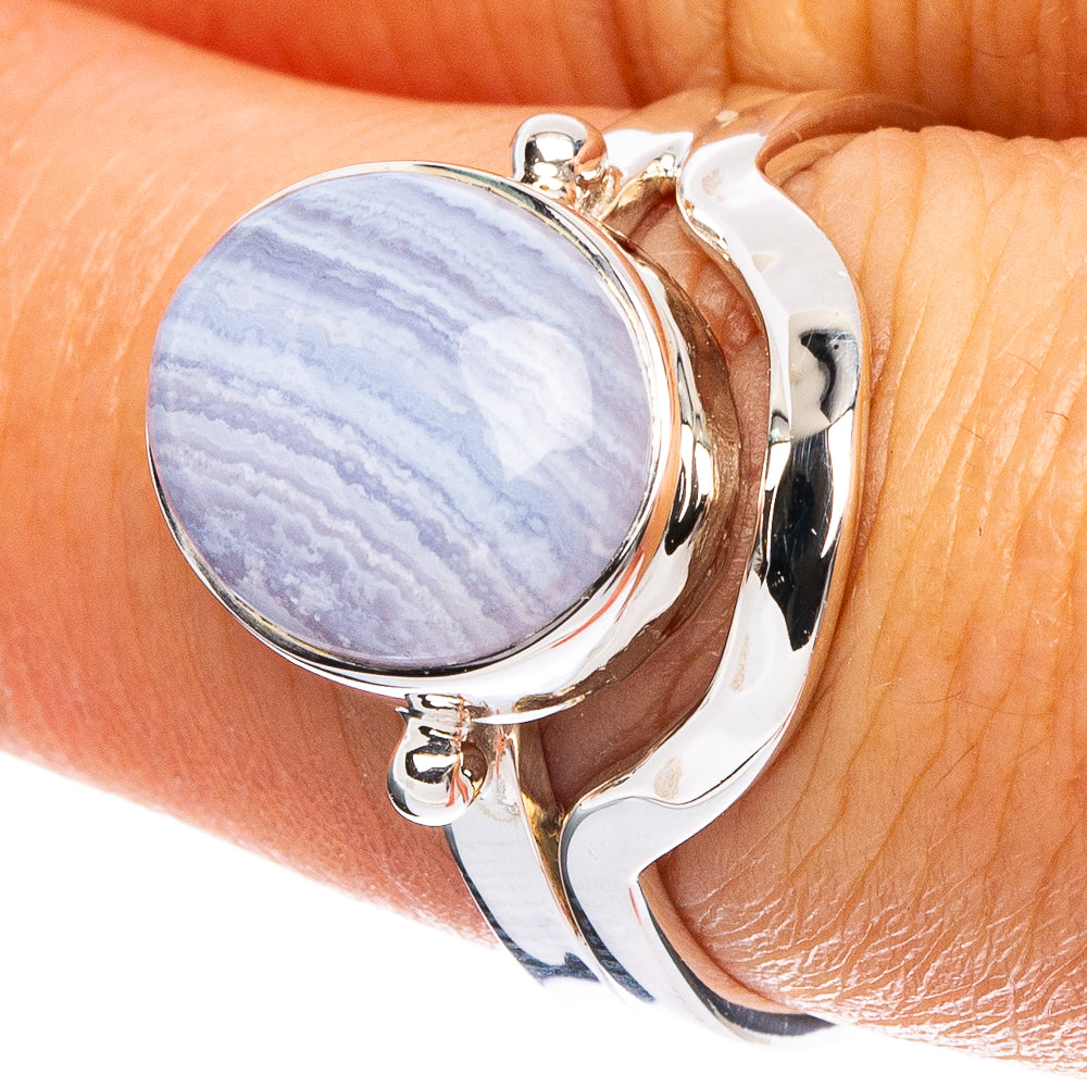 Blue Lace Agate 925 Sterling Silver Premium Ring Size 7.75 (925 Sterling Silver) R6610