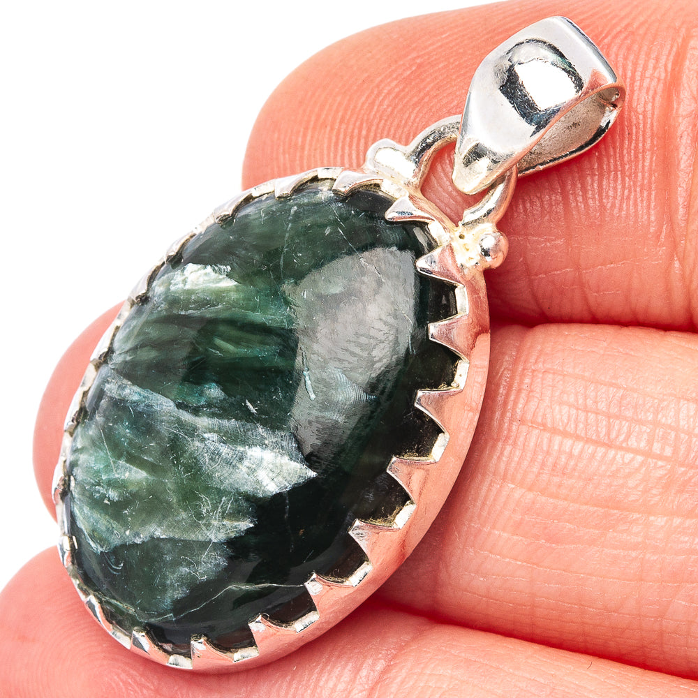 Seraphinite Pendant 1 3/8" (.925 Sterling Silver)