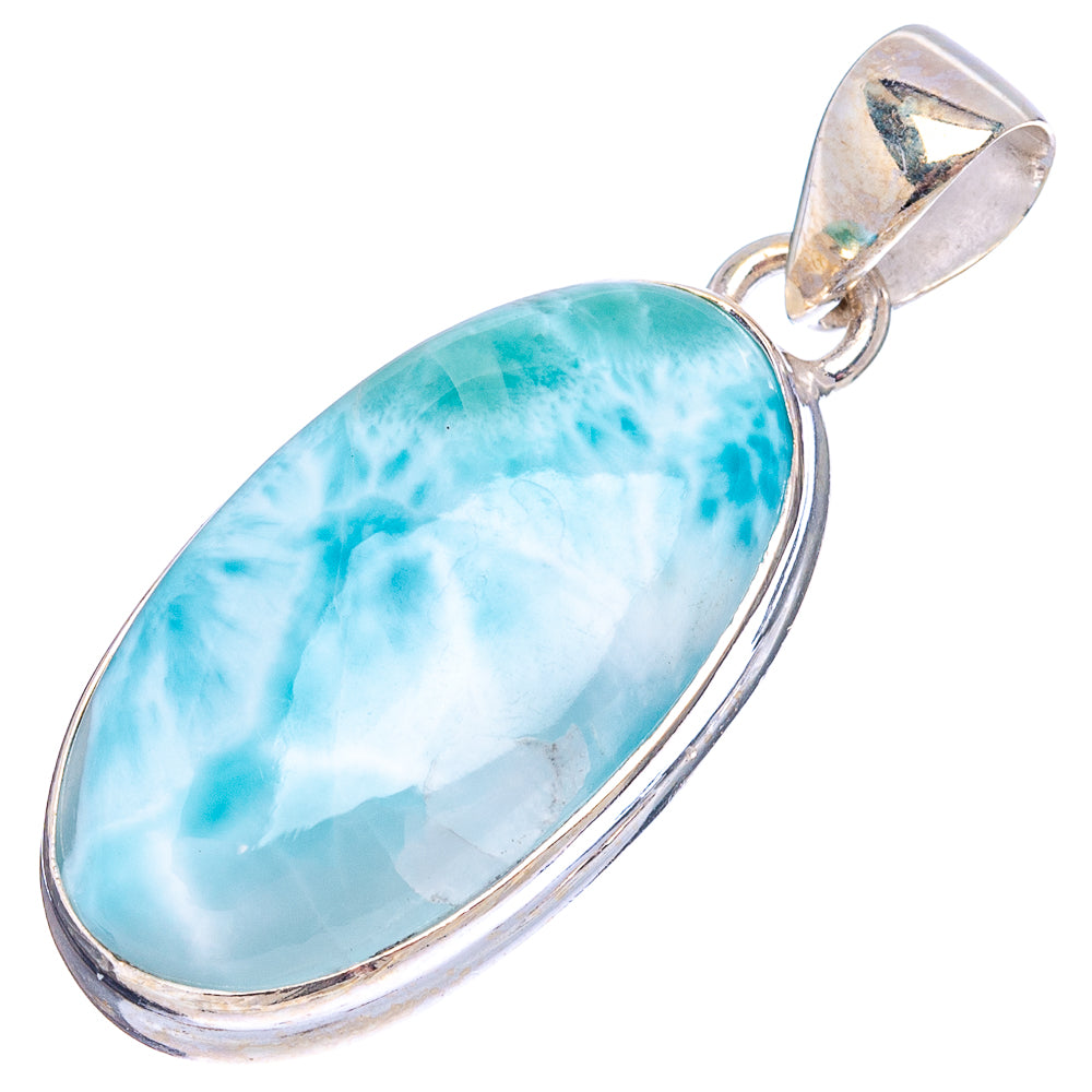 Rare Larimar Pendant 1 1/2" (.925 Sterling Silver)
