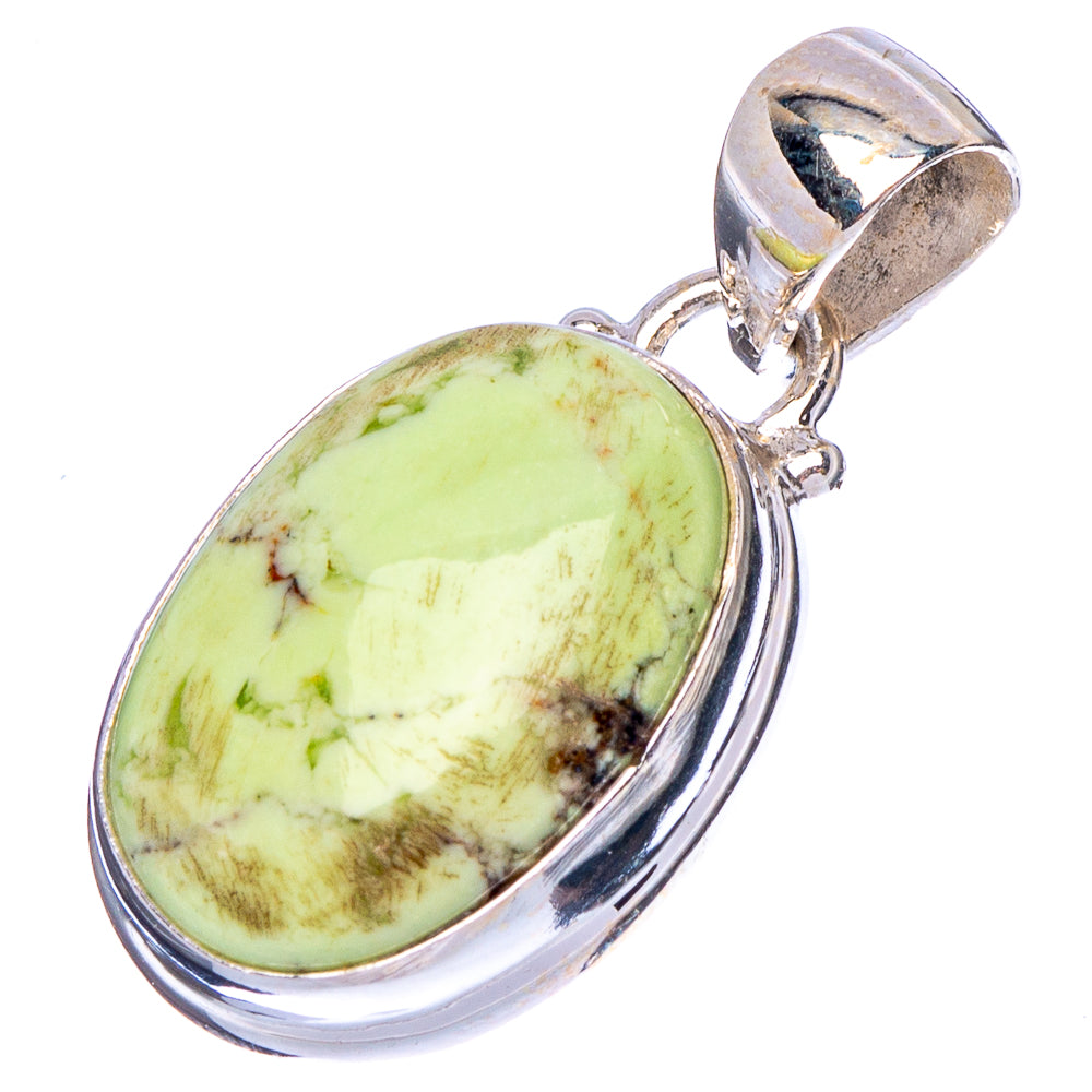 Lemon Chrysoprase Pendant 1 1/8" (.925 Sterling Silver)