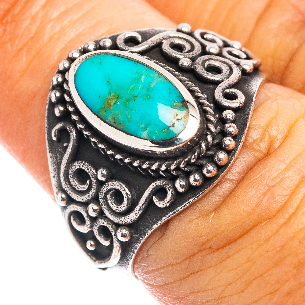 Native Style Mohave Turquoise Ring Size 6.75 (.925 Sterling Silver)
