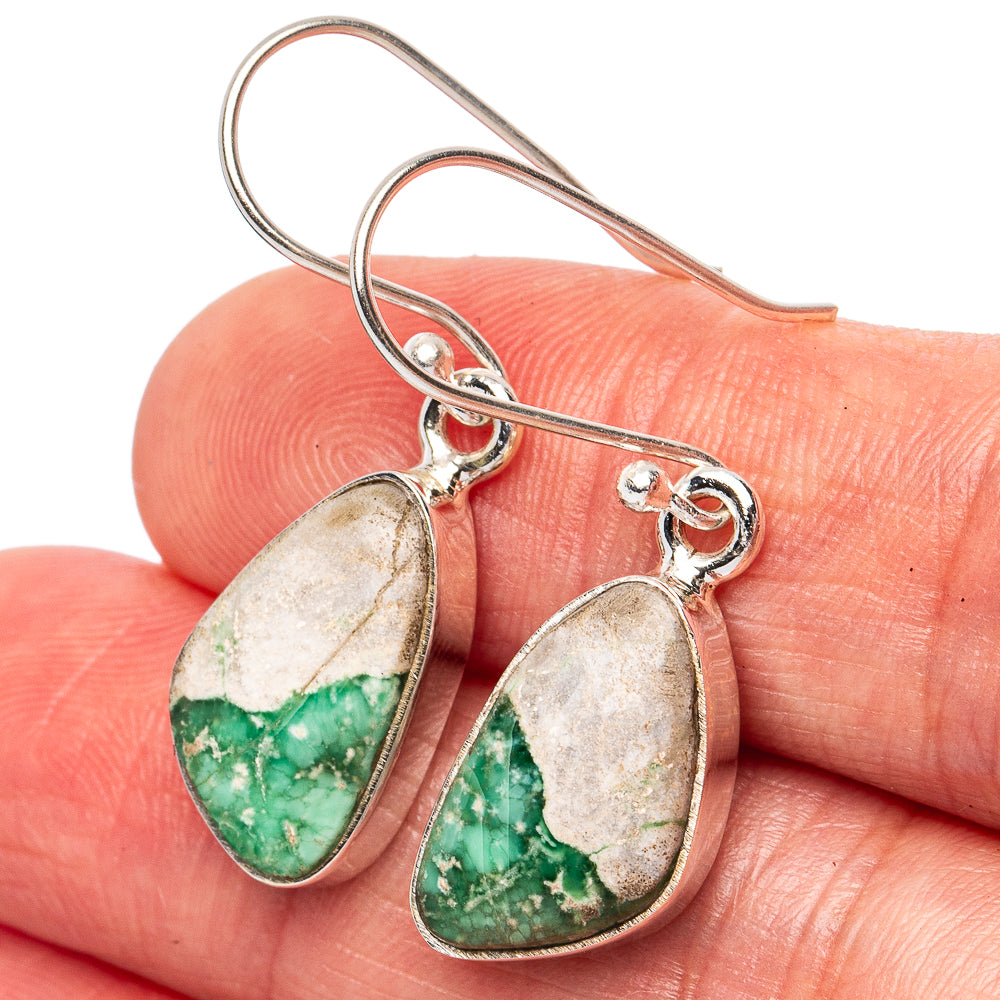 Variscite Earrings 1 3/8" (925 Sterling Silver) E2788