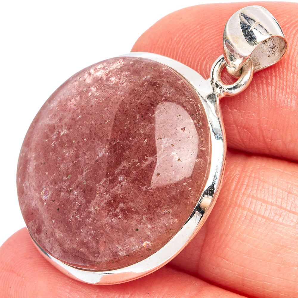 Strawberry Quartz Pendant 1 3/8" (925 Sterling Silver) P43444