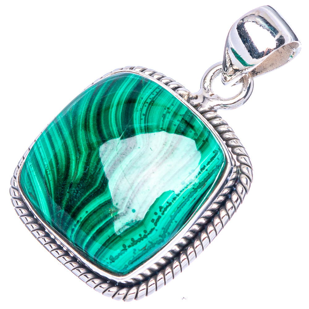 Malachite Pendant 1 1/4" (925 Sterling Silver) P42456