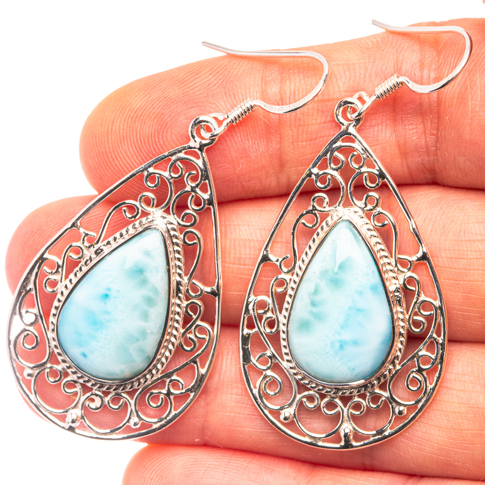 Signature Larimar Earrings 2 1/8" (925 Sterling Silver) E432320