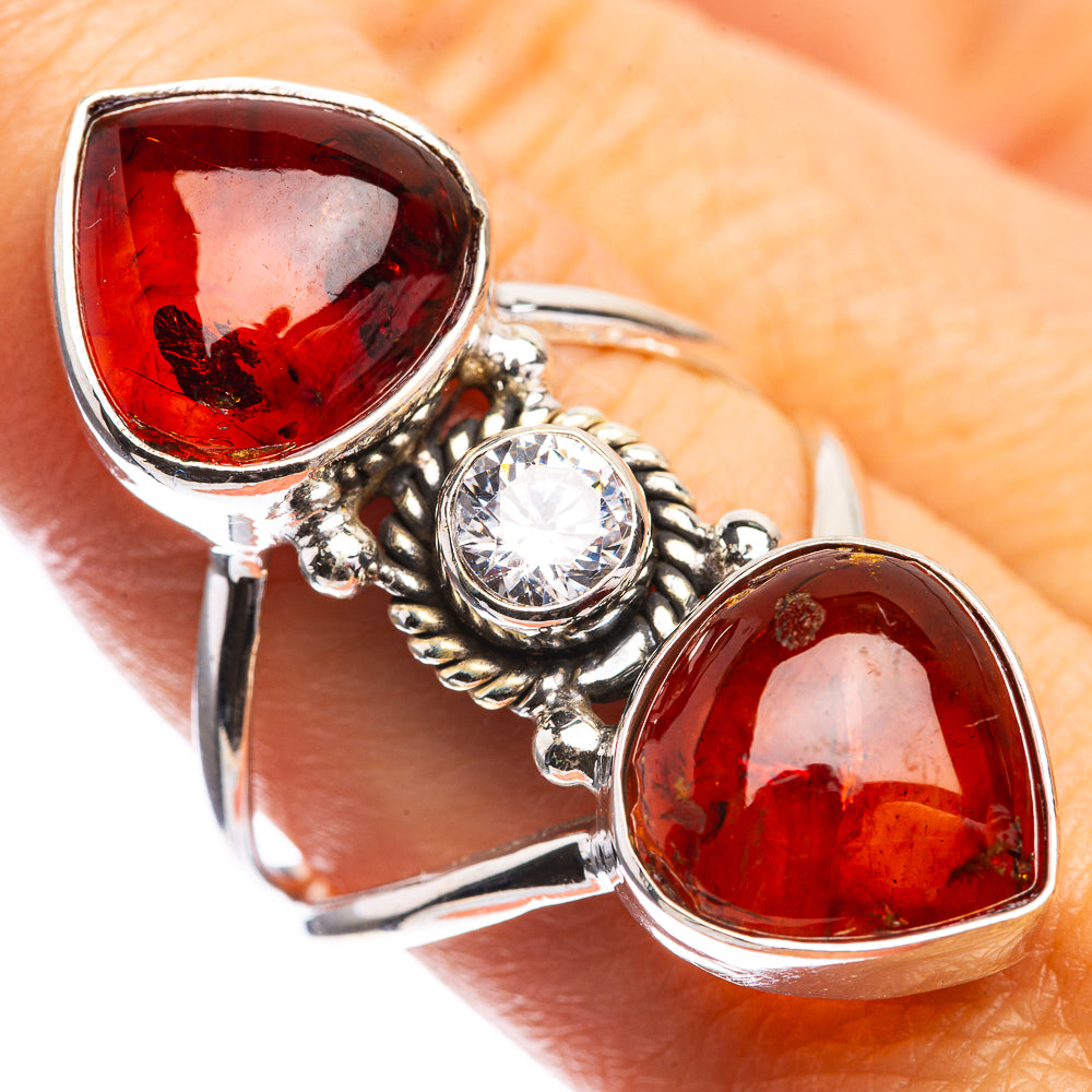 Large Baltic Amber, White Quartz Ring Size 9 (925 Sterling Silver) RING143466