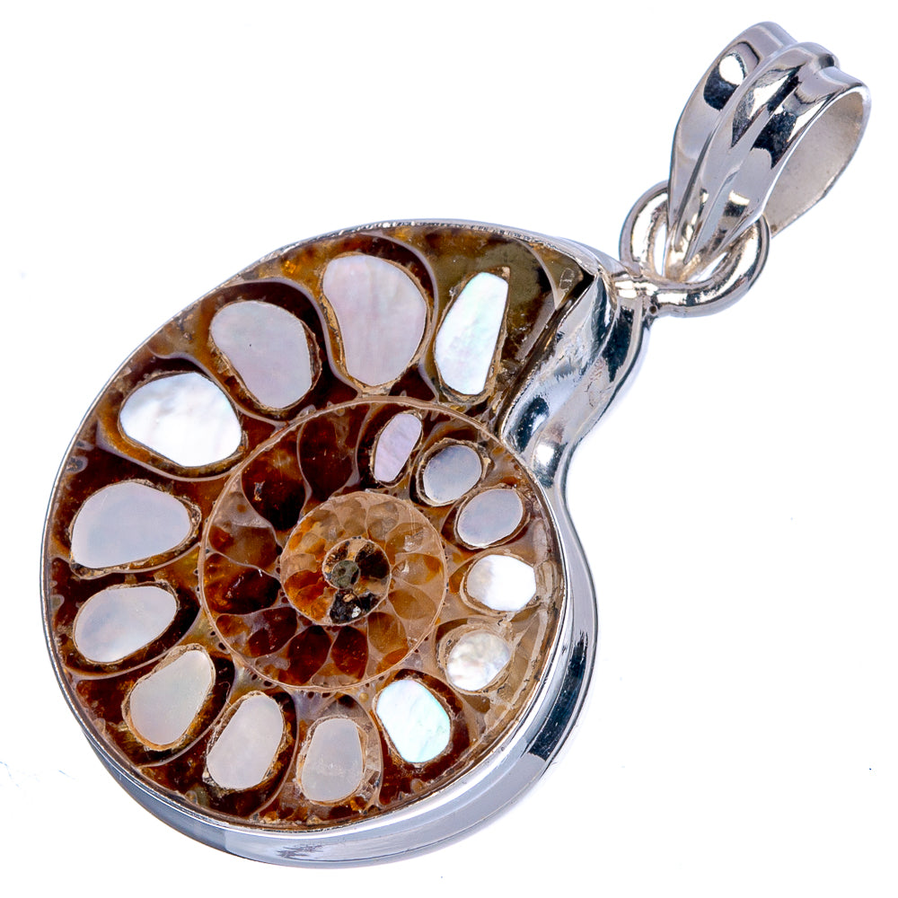 Mop Ammonite Pendant 1 1/2" (925 Sterling Silver) P40397