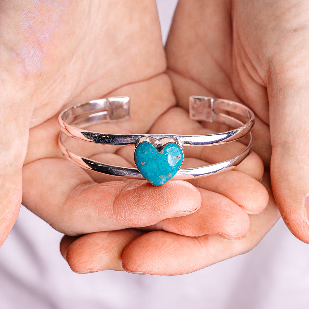 Persian Turquoise Cuff Bracelet Adjustable (.925 Sterling Silver)