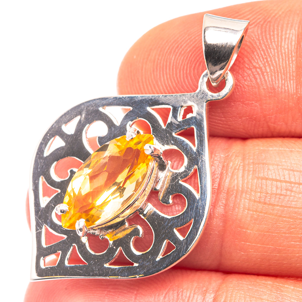 Premium Signature Faceted Citrine Pendant 1 3/8" (925 Sterling Silver) P38773