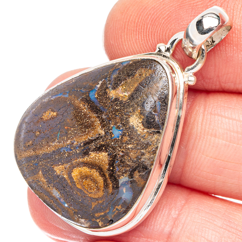 Rare Boulder Opal Pendant 1 1/2" (.925 Sterling Silver)