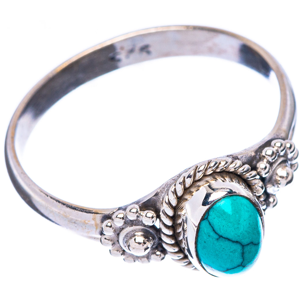 Tibetan Turquoise Dainty Ring Size 7.75 (925 Sterling Silver) R5988