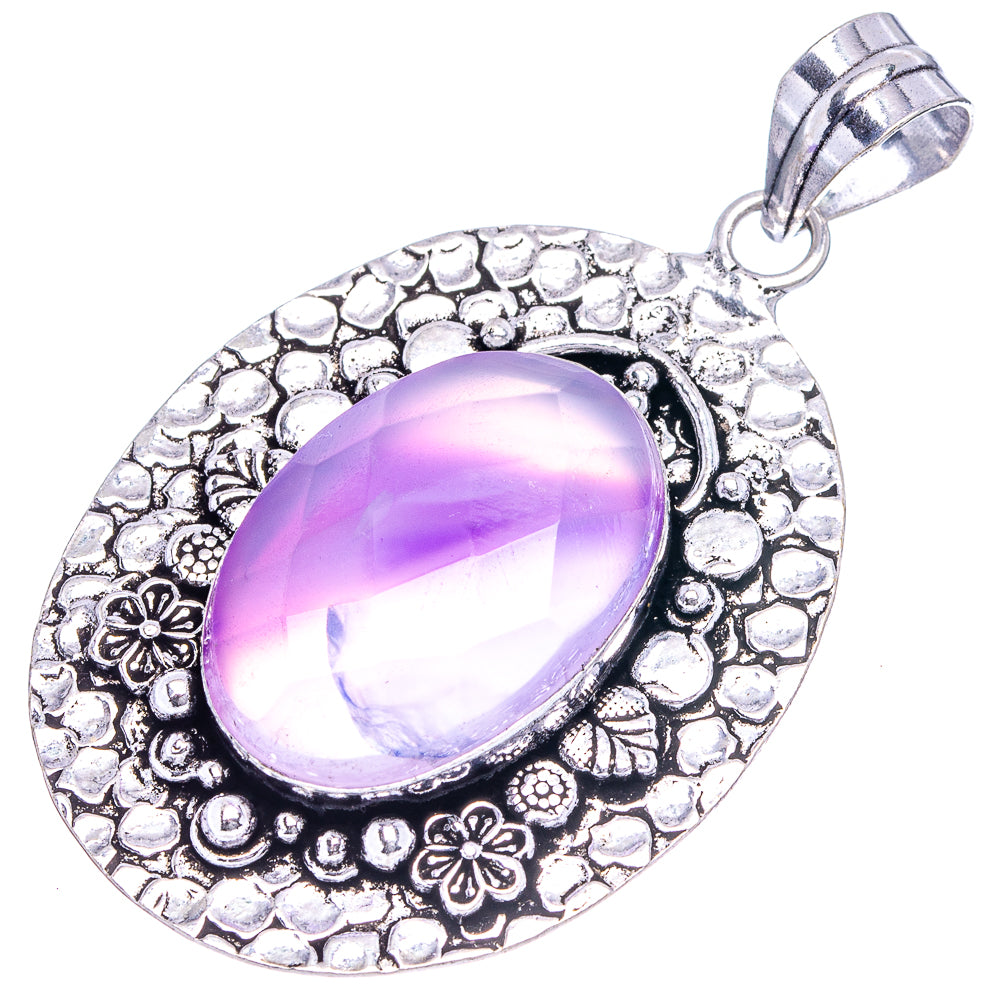 Purple Banded Agate Pendant 2 3/8" (German Silver)